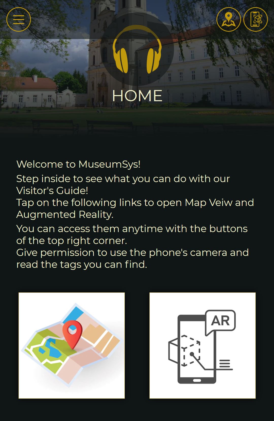 a homepage from the Museumsys Visitor's Guide module 